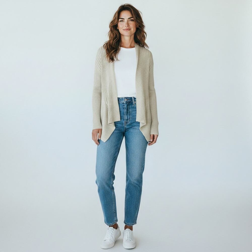 NWT Soya Concept Beige Ribbed Open Cardigan Sweater #1776 Size XS